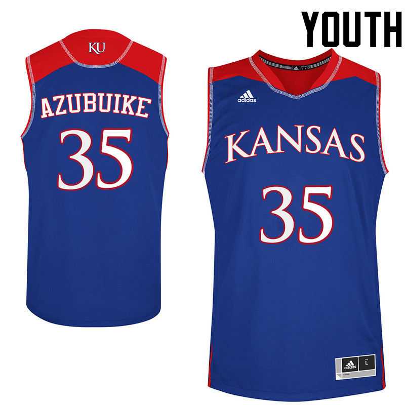Youth Kansas Jayhawks #35 Udoka Azubuike College Basketball Jerseys-Royals